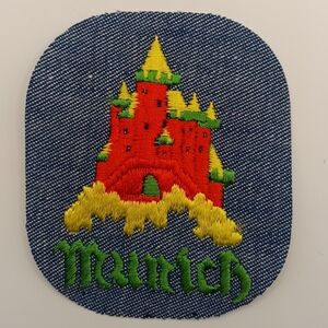 70s Vintage Munich Embroidered Travel, Sew On Denim Jacket Patch Retro Applique